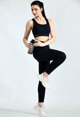 Waylene Black Tracksuit with Sports Bra and Leggings, Casual Wear
