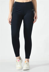 Waylene Navy Blue High-Waisted Yoga Leggings, front view showcasing slim-fit design and dry-fit fabric.
