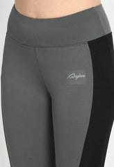 Waylene High Waist Color Block Grey Tights with Logo Detail