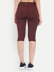 Waylene Women's Maroon High-Waisted Sports Capris, back view