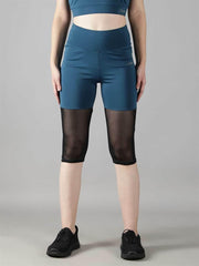 Waylene Women's Light Blue High-Waisted Sports Capris Front View