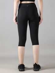 Waylene Black Capri Tights, back close-up, high-waisted fit