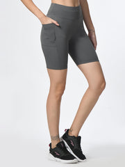 Waylene Grey Slim Fit Gym Shorts with Convenient Side Pocket Detail