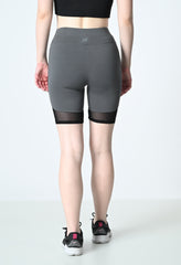 Waylene Grey Dry-Fit Gym Shorts Back View with Mesh Accents