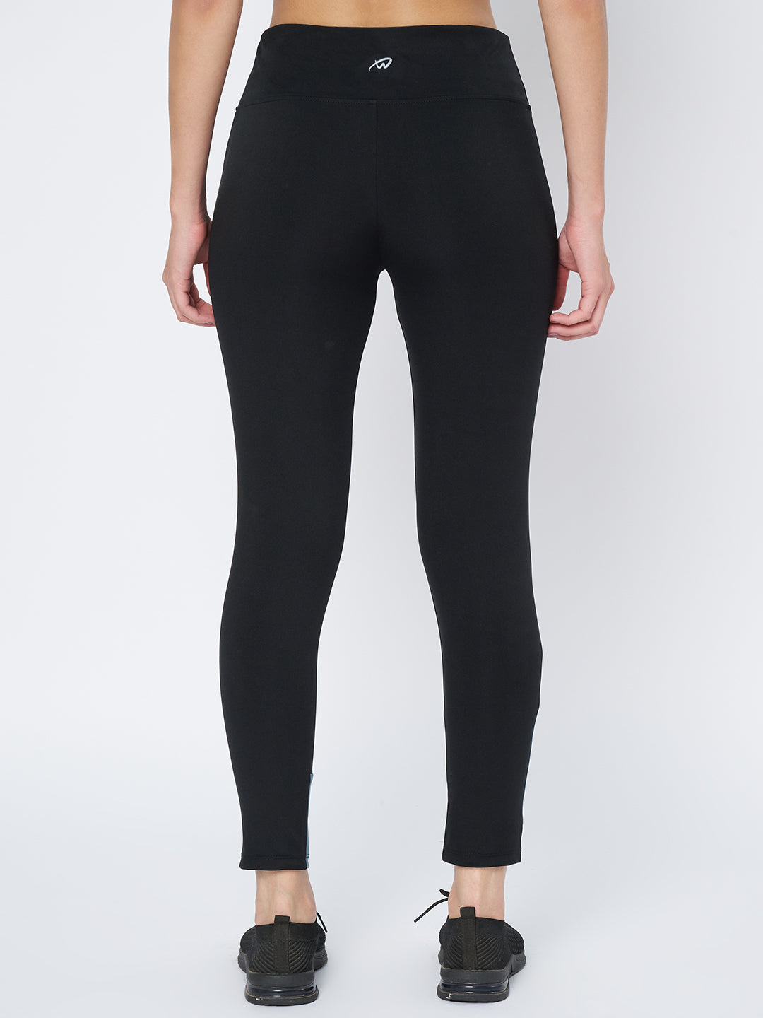 Back View of Waylene High-Waist Black Sports Tights for Women