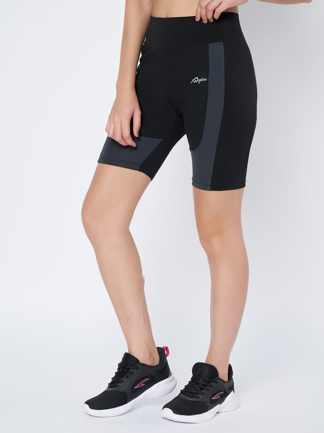 Waylene Women's Gym Shorts, angled view emphasizing athletic style.