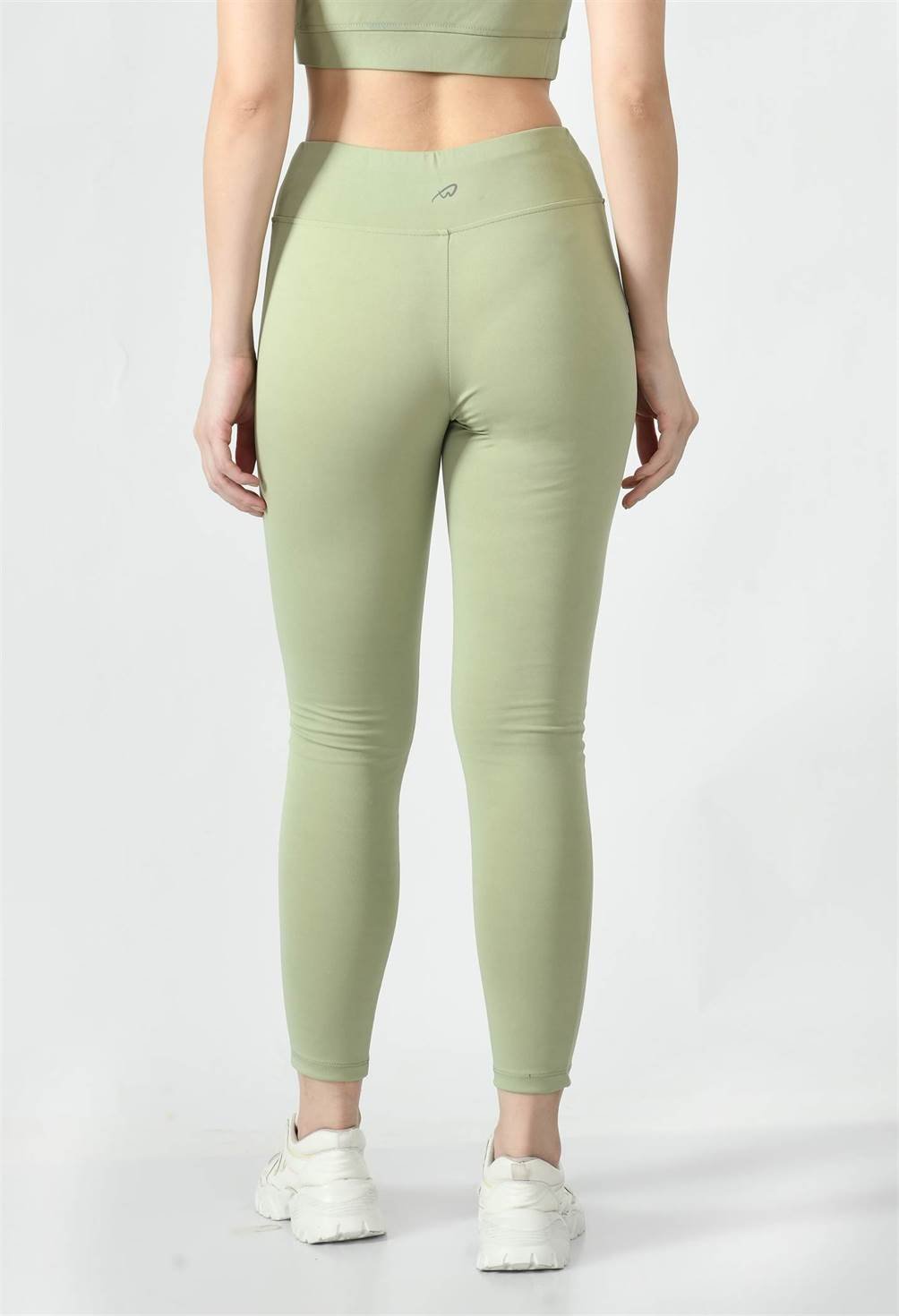 Waylene Pista Green High-Waisted Leggings, Back View